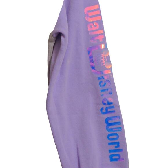 Disney Womens Crewneck Sweatshirt Purple Gray Pullover Color Block Long Sleeve M - Picture 3 of 10